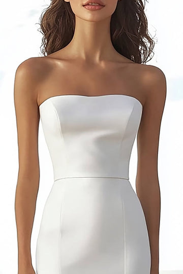 Strapless Mermaid Ivory Ruffled Wedding Dress